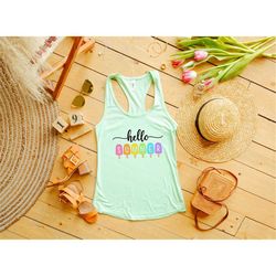 Hello Summer Shirt - Popsicle Written Summer Welcome Outfit - Colorful Holiday T-Shirt - Family Vacation Apparel - Gift