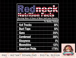 Redneck Nutrition Facts 4th of July Country Back Print png, instant download, digital print