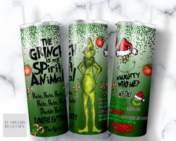The Grinch is My Spirit Animal Skinny tumbler, Grinch Sublimation 30oz Curved Tumbler, Straight wrap 30oz New Tumbler