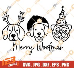 Merry Woofmas Dog SVG, Dog Christmas SVG, Santa Hat Dog SVG