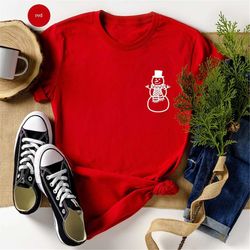 Pocket Christmas Winter Shirts, Cute Christmas Holiday Shirts For Kids, Unisex Pocket Christmas Shirts, New Year Christm