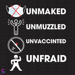Unmasked Unmuzzled Unvaccinated Unafraid Covid Svg, Trending Svg, Unmasked Svg,