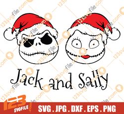 Jack And Sally Christmas SVG, Jack And Sally With Christmas Hat SVG, Nightmare Before Christmas SVG