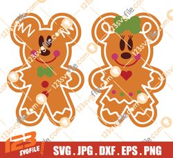 Layered Mickey & Minnie Gingerbread Svg, Christmas Svg, Disney Christmas Svg, Santa Claus Svg, Cricut, Silhouette Vector