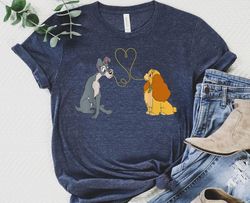 Lady And The Tramp Bella Notte Shirt, Disney Love Heart Tee, Disney Valentine's Day T