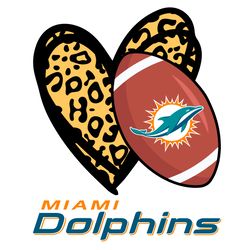 Miami Dolphins Leopard Heart Svg