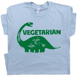 Vegetarian Dinosaur T Shirt Funny Cute Vegetables Graphic Humor Tee Witty Brontosaurus Kale Vegan Cool Vintage Retro For