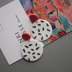 Boho Handmade Marble Pattern Vintage Delicate Polymer Clay Earrings Stud - Perfect for Parties and Daily Dress