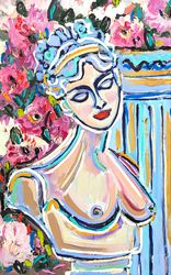 Venus Original oil painting on canvas Fauvism art Greece Goddess woman portrait Impasto Wall decor Art gift ideas Nude