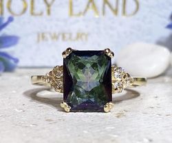 Mystic Topaz Ring - Change Color Ring - Statement Ring - Gold Ring - Engagement Ring - Rectangle Ring - Cocktail Ring