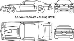 Chevrolet Camaro Z28 drag (1978) line art vector file Black white vector outline or line art file