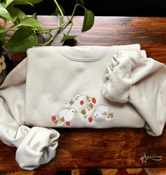 Strawberry Duck Embroidered Crewneck, Strawberry Embroidered Sweatshirt, Sweatshirt for women.