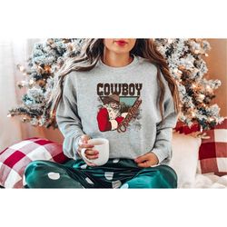 Cowboy Christmas Sweater,Howdy Santa Shirt,Country Christmas Sweatshirt,Merry And Bright Tee,Christmas Gift,Family Match