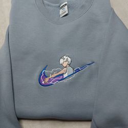NIKE X Killua Embroidered Sweatshirt, Unisex Embroidered Sweatshirt, Anime Embroidered Crewneck, Best Anime Sweatshirt