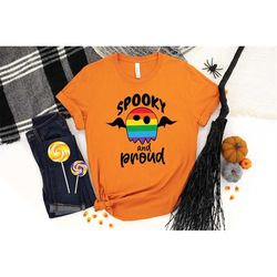 Spooky And Proud Ghost Shirt,LGBTI Halloween Shirt,Gay Witch and Ghost Shirt,Happy Halloween Shirt,Gay Halloween Shirt,C