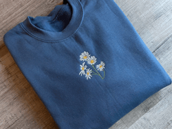 Daisies Embroidered Crewneck Daisy Sweatshirt, Flower Sweatshirt, Floral Sweatshirt, Botanical Sweatshirt