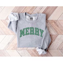 Merry Shirt,Merry Lettering Shirt,Christmas Shirt,Christmas Sweater,Cozy Winter Outfit,Funny Christmas Shirt,Family Chri