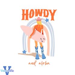 Howdy And Aloha Retro Coastal Cowgirl SVG Cutting Digital File