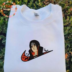 NIKE X  Itachi Embroidered Sweatshirt, Naruto Anime Embroidered Sweatshirt, Anime Embroidered Crewneck, Brand Anime Embr