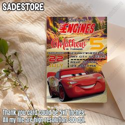 Cars Birthday Invitation, Lightning McQueen Invitation, Kids Birthday Invitation, Editable and Printable Digital Invite