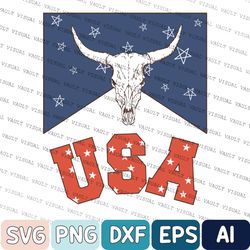 Howdy 4th Of July Svg, Cowgirl 4th Of July, Retro Comfort Usa Svg, Happy 4th Of July, Longhorn Bull Head Usa Svg, Countr