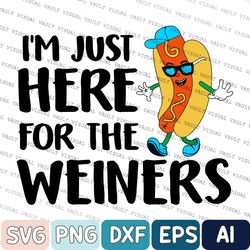 Funny Hot Dog Lover Svg, Funny Hot Dog Im Just Here For The Wieners Sausage Svg, 4th Of July Svg, Independence Day Svg