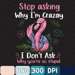 Funny Flamingo Hawaii Vacation Png, Stop Asking Why I'm Crazy I Don't Ask Why You're So Stupid Flamingo Png, Flamingo