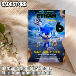 Sonic Invitation | Sonic The Hedgehog | Editable Sonic Birthday Invitation | Digital Kids Party Invite