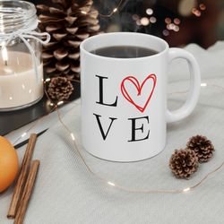 LOVE Ceramic Mug 11oz, 15oz, Ceramic Mug for Gift, Mug for Love, Mug for Girlfri