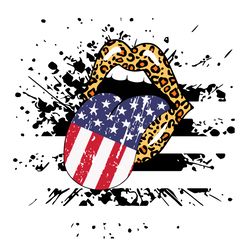 Patriotic Leopard Lips Svg, Independence Svg, Leopard Lips Svg, Patriotic Lips Svg, American Flag Tongue, American Flag