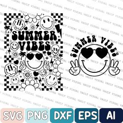 Groovy Summer Vibes Smiley Face Sng, Summer Vibes Svg, Retro Summer Svg, Summer Svg, Beach Svg, Groovy Svg, Smiley Face