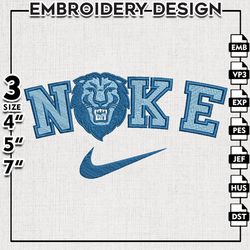 Nike Columbia Lions Embroidery Designs, NCAA Embroidery Files, NCAA Columbia Lions, Machine Embroidery Files