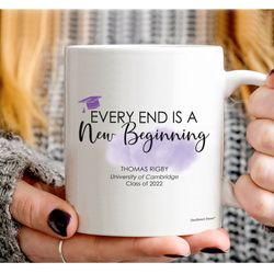 Every End Is A New Begining Personalized Gift Coffee Mug, Custom Graduation Mug Class