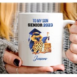 Personalized Gift Coffee Mug, Gift To My Son Senior Class Of 2023 Gift Custom Mug, Gr