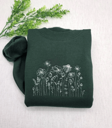 Flower Embroidered Sweatshirt, Trendy Sweatshirt, Minimalist Flower Embroidered Sweatshirt