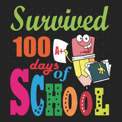 Survived 100 days of school, 100th Days svg, Happy
