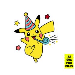 Pikachu Birthday Svg, Pikachu Svg, Birthday Svg, Pokemon Svg, Cartoon Svg, Ai Digital File
