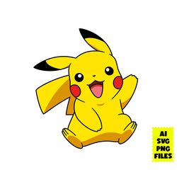 Pokemon Pikachu Svg, Funny Pikachu Svg, Pikachu Svg, Pokemon Svg, Cartoon Svg, Ai Png Digital File
