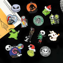 Anime Nightmare Before Christmas Brooches Jewelry Metal Badges Halloween Accessories Enamel Pins