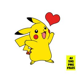 Pokemon Svg, Heart Svg, Funny Pikachu Svg, Pikachu Svg, Pokemon Pikachu Svg, Cartoon Svg, Ai Digital File