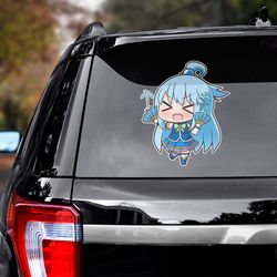 konosuba sticker, anime decal, anime sticker, aqua sticker for car, manga decal for car, konosuba decal for car