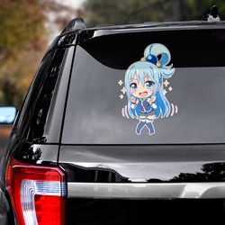 konosuba decal for car, konosuba sticker, anime decal, anime sticker, aqua sticker for car, manga decal for car