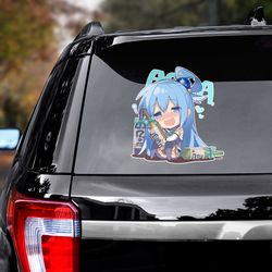 konosuba decal for car, konosuba sticker, anime decal, aqua sticker for car, manga decal for car, anime sticker