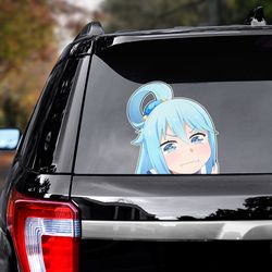 konosuba decal for car, konosuba sticker, anime decal, anime sticker, manga decal for car, aqua sticker for car