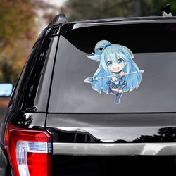 anime decal, konosuba sticker, konosuba decal for car, anime sticker, aqua sticker for car, manga decal for car