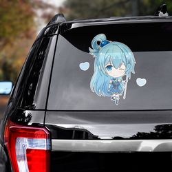 anime decal, konosuba decal for car, anime sticker, aqua sticker for car, manga decal for car, konosuba sticker