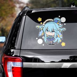 anime decal, konosuba sticker, konosuba decal for car, aqua sticker for car, manga decal for car, anime sticker
