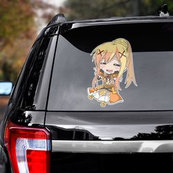 konosuba sticker, konosuba decal for car, anime decal, anime sticker, darkness sticker for car, manga decal for car