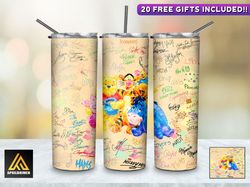 Aprilbrimer Tumbler, Cartoon Character Signatures Collection Skinny Tumbler, Sublimation Instant Straight Skinny Tumbler