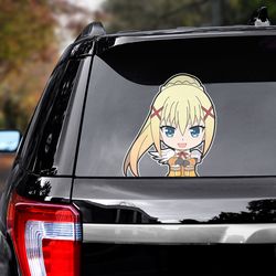konosuba sticker, konosuba decal for car, anime decal, darkness sticker for car, manga decal for car, anime sticker